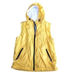 Vintage 2000 Gap Yellow Hooded Windbreaker Vest Mens Medium Zip Up Ripstop Y2K